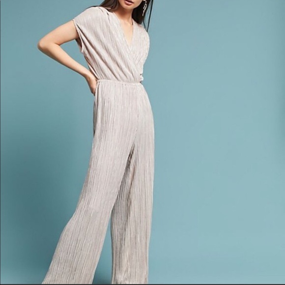 Anthropologie Pants - Pleated Metallic Jumpsuit